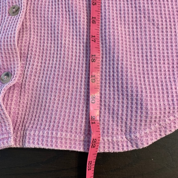 Hippie Rose Waffle Knit Button Up Shirt Lavender Purple Long Sleeve Size M - Picture 9 of 12